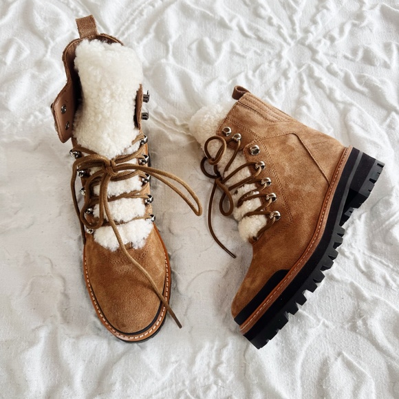 Marc Fisher Izzie Genuine Shearling Lug Sole Boot New - Picture 4 of 11